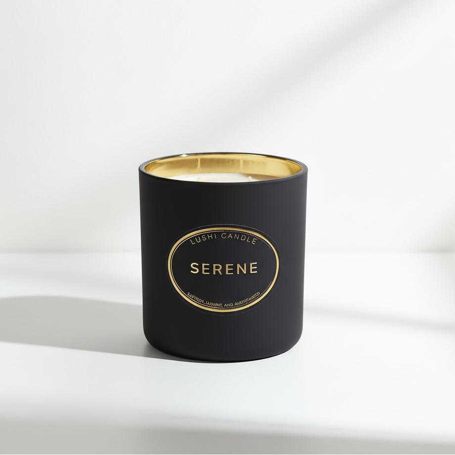 Serene Scented Candle | Saffron & Amberwood | 60 Hour Burn