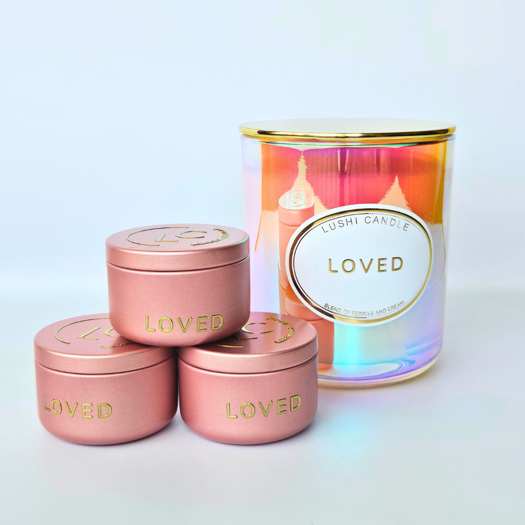 Loved Scented Candle | Sweet Berries & Cream | 60 Hour Burn
