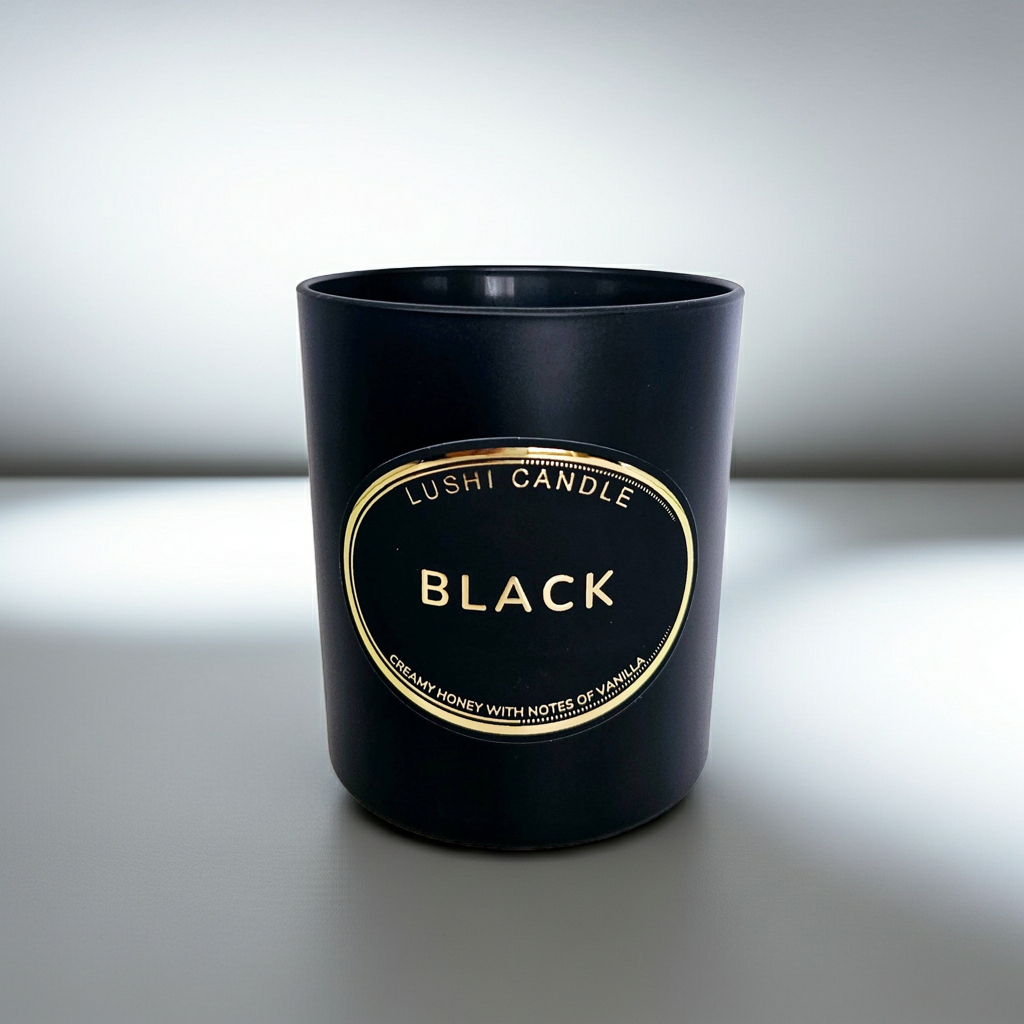 Black - Scented Candle | Vanilla and Honey | Coconut Wax | Hand Poured in UK | 45 Hours