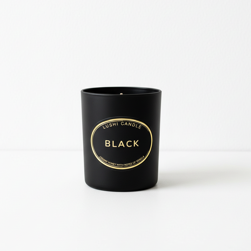 Black - Scented Candle | Vanilla and Honey | Coconut Wax | Hand Poured in UK | 45 Hours