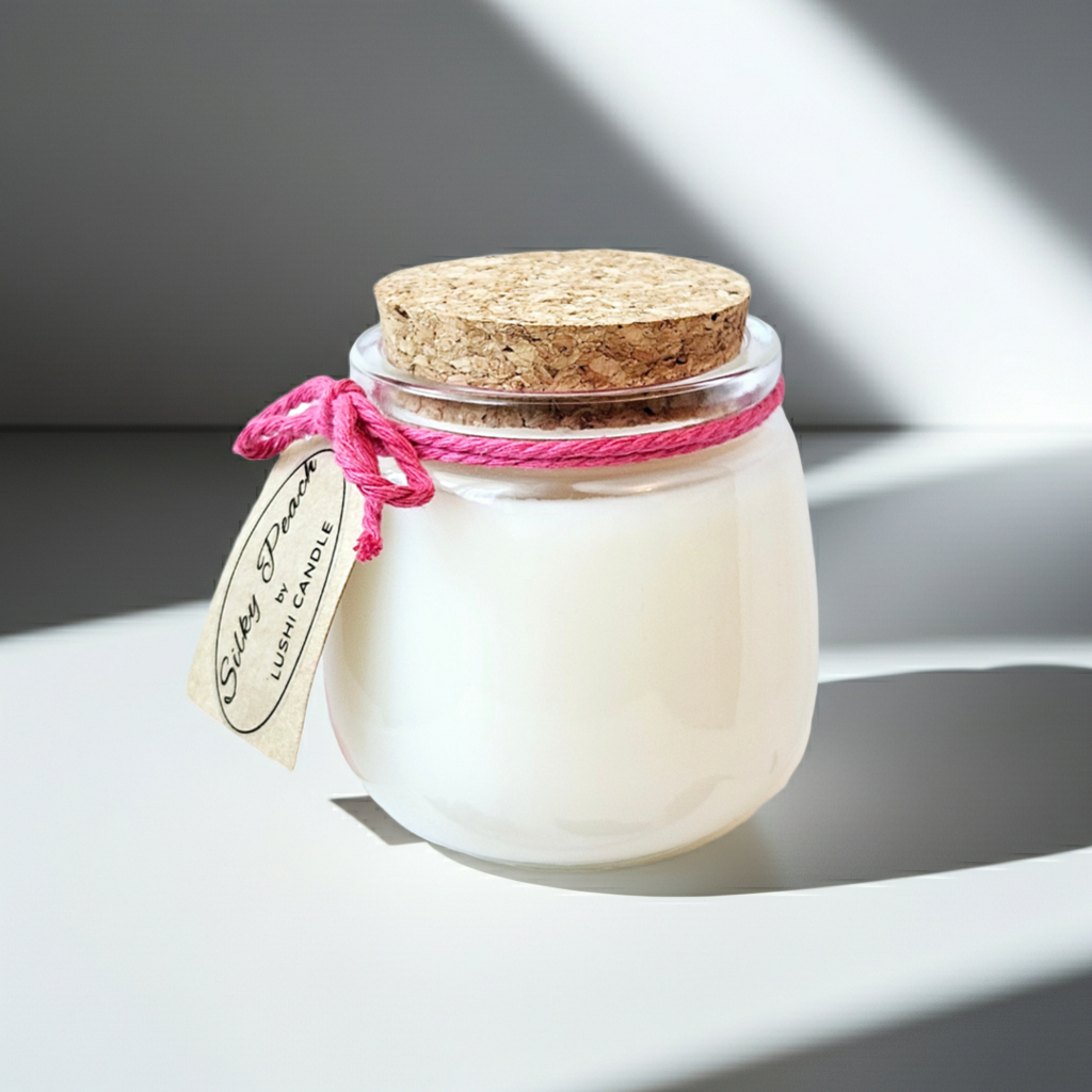 Silky Peach Scented Candle | Bitter Peach, Cashmere & Leather | 24 Hour Burn